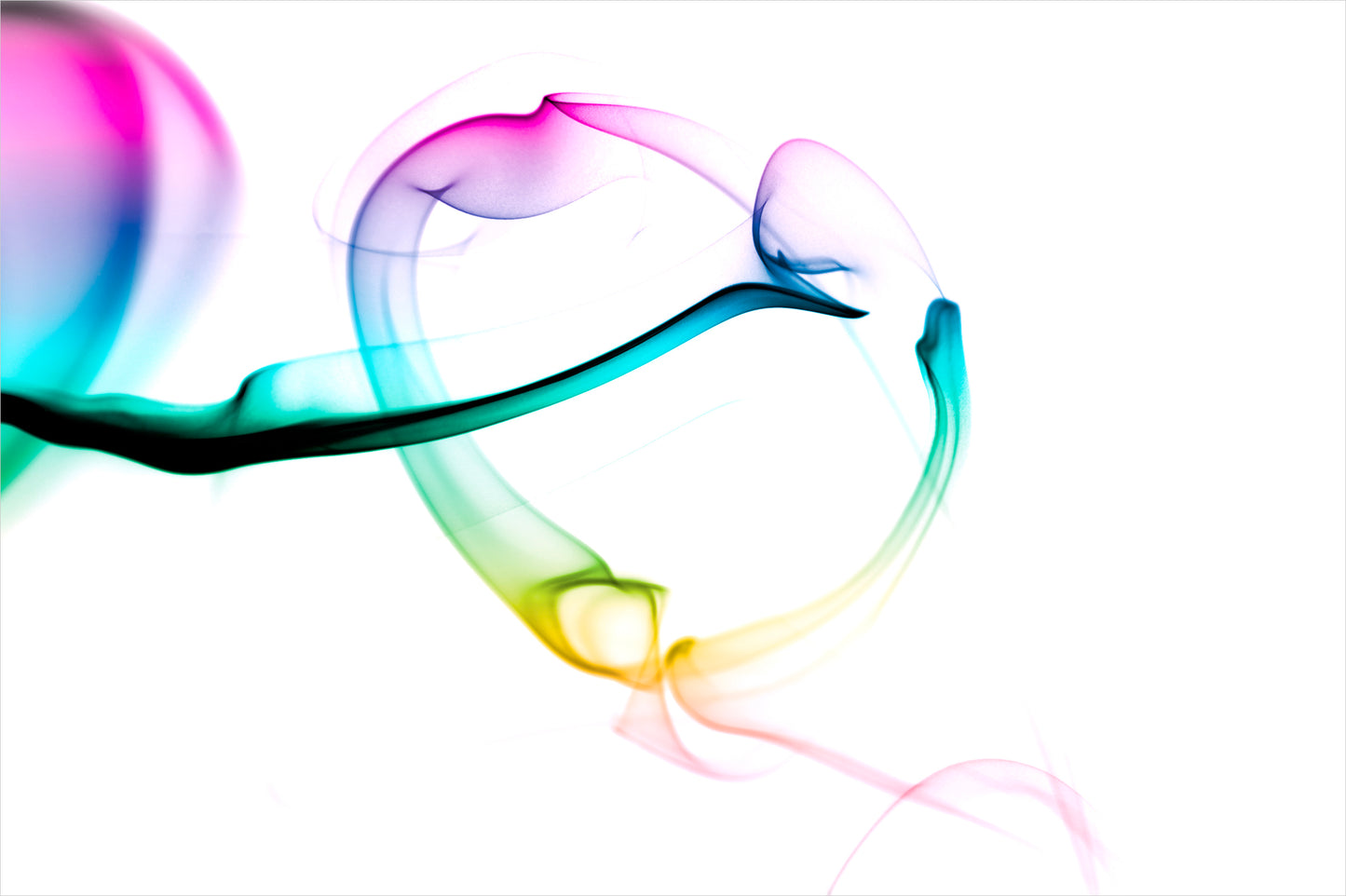 abstract heart in pink, green, gold, teal, red on white background