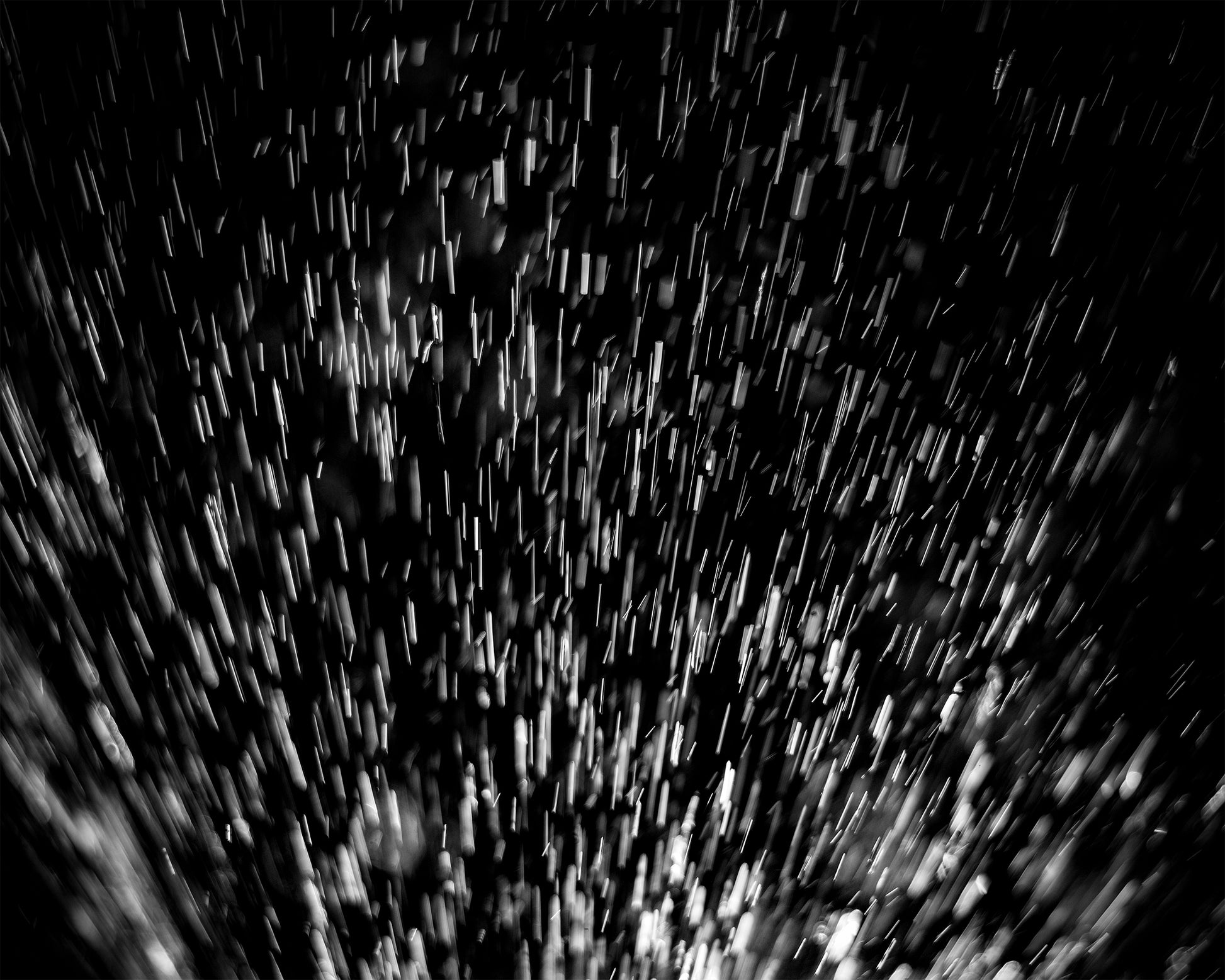 abstract water spray, backlit, spraying up, macro, black and white, photo art print in black frame on white background